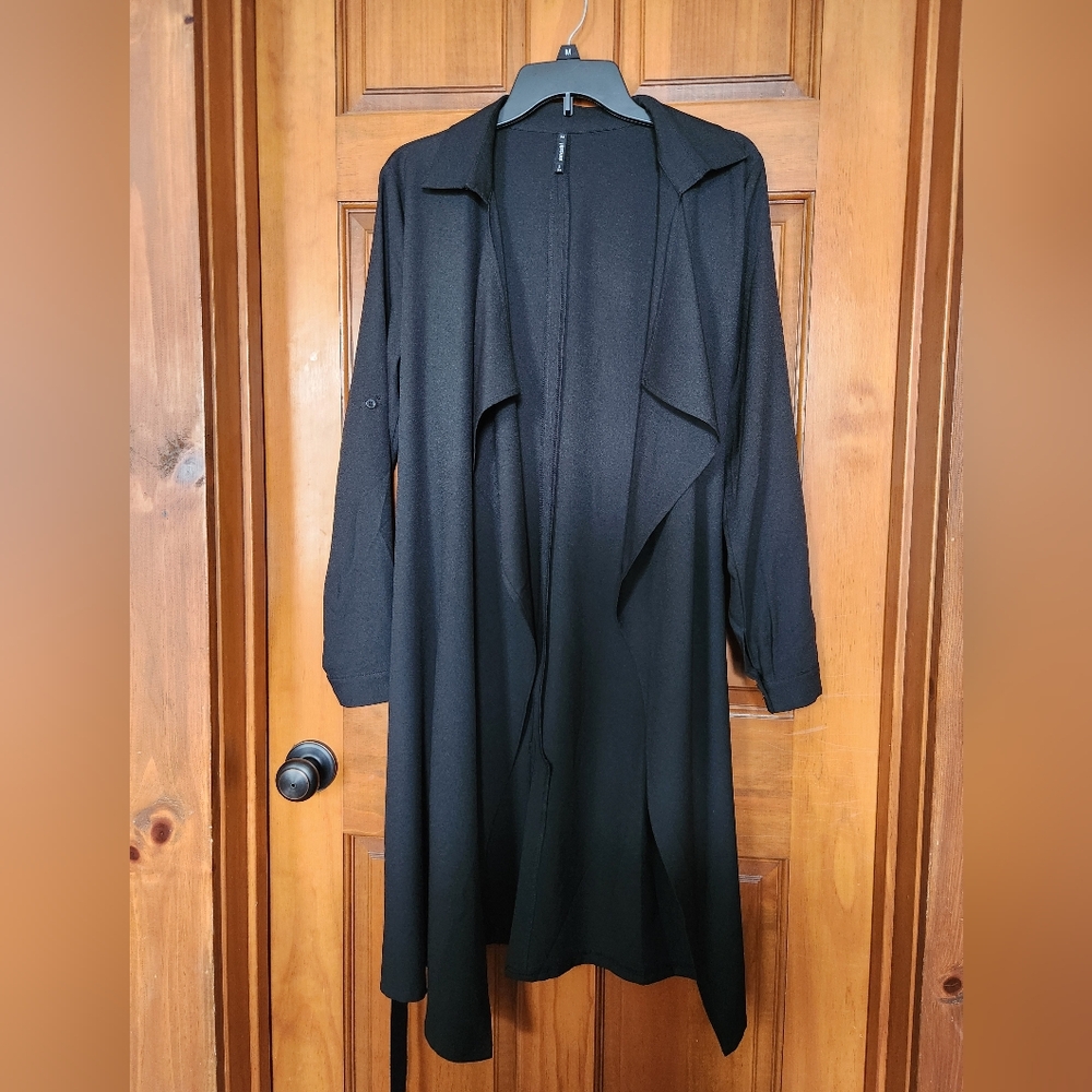 Smash Brand Black Open Front Cardigan Trench